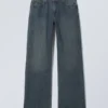 Ample Low Rise Loose Wide Jeans – Lake Blue – Dark Blue