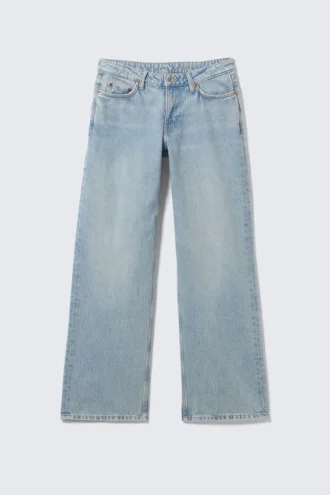 Ample Low Rise Loose Wide Jeans – Lip Blue – Light Blue