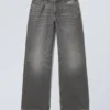 Ample Low Rise Loose Wide Jeans – Mine Grey – Dark Grey