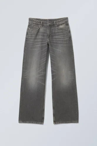 Ample Low Rise Loose Wide Jeans – Mine Grey – Dark Grey