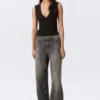 Ample Low Rise Loose Wide Jeans – Redondo Black – Black