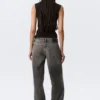 Ample Low Rise Loose Wide Jeans – Redondo Black – Black