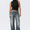 Ample Low Rise Loose Wide Jeans – Redondo Blue – Medium Blue