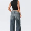 Ample Low Rise Loose Wide Jeans – Redondo Blue – Medium Blue