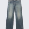 Ample Low Rise Loose Wide Jeans – Redondo Blue – Medium Blue