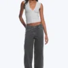 Ample Low Rise Loose Wide Jeans – Risso Black – Black