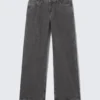 Ample Low Rise Loose Wide Jeans – Risso Black – Black