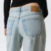 Ample Low Rise Loose Wide Jeans – Snow Blue – Light Blue