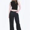 Ample Mid Rise Loose Wide Leg Jeans – Slub Rinse – Dark Blue