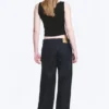 Ample Mid Rise Loose Wide Leg Jeans – Slub Rinse – Dark Blue