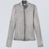 Anja Zip Turtleneck Longsleeve Top – Grey Spray Wash