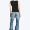 Annie Sleeveless Boat-Neck Top – Black