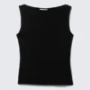 Annie Sleeveless Boat-Neck Top – Black