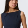 Annie Sleeveless Boat-Neck Top – Dark Blue