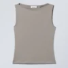 Annie Sleeveless Boat-Neck Top – Dusty Grey