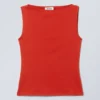 Annie Sleeveless Boat-Neck Top – Red
