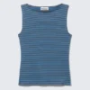 Annie Striped Sleeveless Boat-Neck Top – Blue & Dark Mole Stripes