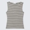 Annie Striped Sleeveless Boat-Neck Top – Grey & White Stripes