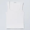 Antonia Square Neck Top – White