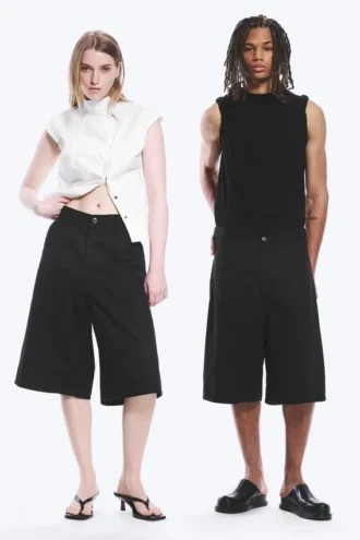 Astro Loose Baggy Linen-Blend Shorts – Black