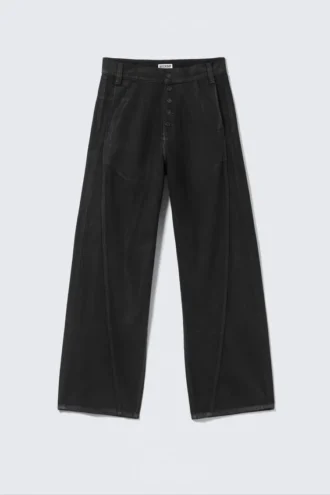 Astro Loose Utility Baggy Leg Unisex Jeans – Black Coating – Black