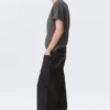 Astro Mid Rise Baggy Faux Leather Pocket Jeans – Black Rinse – Black