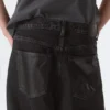Astro Mid Rise Baggy Faux Leather Pocket Jeans – Black Rinse – Black