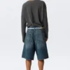 Astro Mid Rise Loose Baggy Denim Shorts – Blue Hymn – Medium Blue