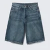 Astro Mid Rise Loose Baggy Denim Shorts – Blue Hymn – Medium Blue