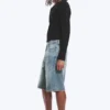 Astro Mid Rise Loose Baggy Denim Shorts – Blue Stream – Medium Blue