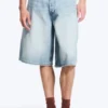 Astro Mid Rise Loose Baggy Denim Shorts – Kimberley Blue – Light Blue