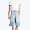 Astro Mid Rise Loose Baggy Denim Shorts – Kimberley Blue – Light Blue