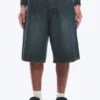 Astro Mid Rise Loose Baggy Denim Shorts – Lake Blue – Medium Blue