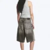 Astro Mid Rise Loose Baggy Denim Shorts – Redondo Black – Black