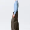 Astro Mid Rise Loose Baggy Leg Structured Trousers – Dark Brown