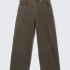 Astro Mid Rise Loose Baggy Leg Structured Trousers – Dark Brown