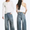 Astro Mid Rise Loose Baggy Twist Jeans – Gloria Blue – Medium Blue