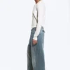 Astro Mid Rise Loose Baggy Twist Jeans – Gloria Blue – Medium Blue