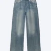Astro Mid Rise Loose Baggy Twist Jeans – Gloria Blue – Medium Blue