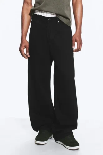 Astro Mid Rise Loose Baggy Unisex Jeans – Black Rinse – Black