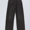 Astro Mid Rise Loose Baggy Unisex Jeans – Black Stream