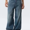 Astro Mid Rise Loose Baggy Unisex Jeans – Blue Hymn – Medium Blue