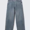 Astro Mid Rise Loose Baggy Unisex Jeans – Blue One – Medium Blue