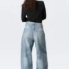 Astro Mid Rise Loose Baggy Unisex Jeans – Blue Stream – Medium Blue