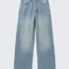 Astro Mid Rise Loose Baggy Unisex Jeans – Blue Stream – Medium Blue