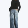 Astro Mid Rise Loose Baggy Unisex Jeans – Board Blue – Medium Blue