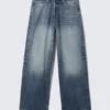 Astro Mid Rise Loose Baggy Unisex Jeans – Board Blue – Medium Blue