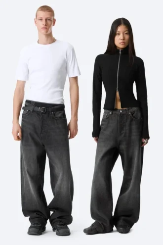 Astro Mid Rise Loose Baggy Unisex Jeans – Chelsea Black – Black