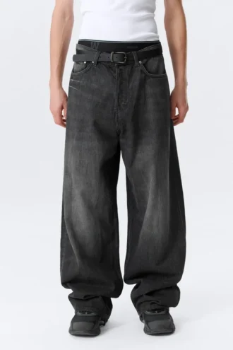 Astro Mid Rise Loose Baggy Unisex Jeans – Chelsea Black – Black
