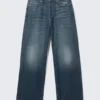 Astro Mid Rise Loose Baggy Unisex Jeans – Mine Blue – Medium Blue